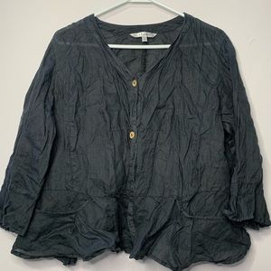 🧡3/$30 Kleen Dark Grey Button Up Blouse in Large